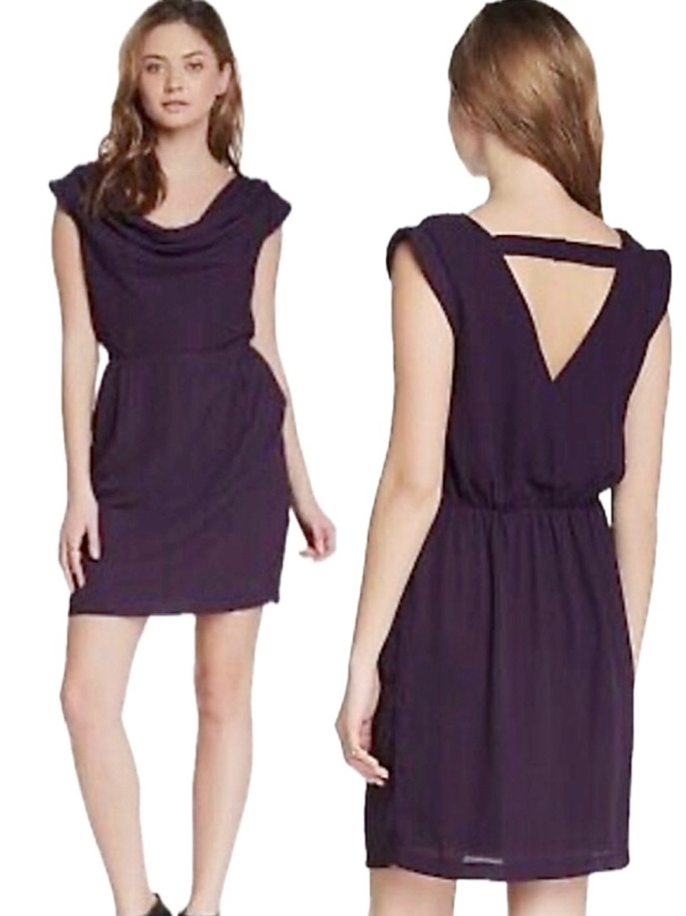 Adelyn Rae dress with pockets purple cowl neck sleeveless size medium